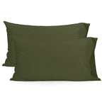 Set of 2 Basic Pillowcases - Olive Green WHITE PILLOWCASES