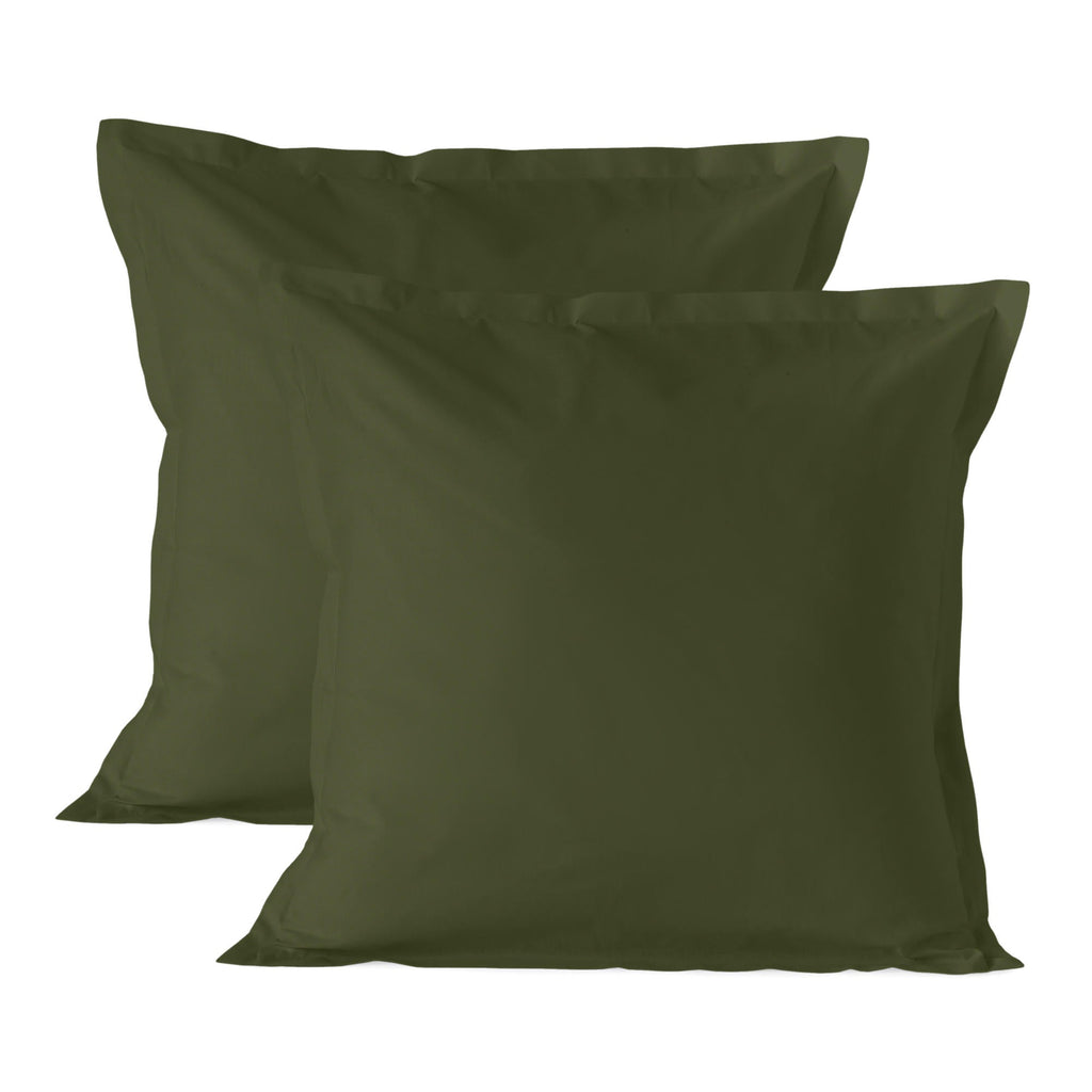 Set of 2 Basic Pillowcases - Olive Green WHITE PILLOWCASES
