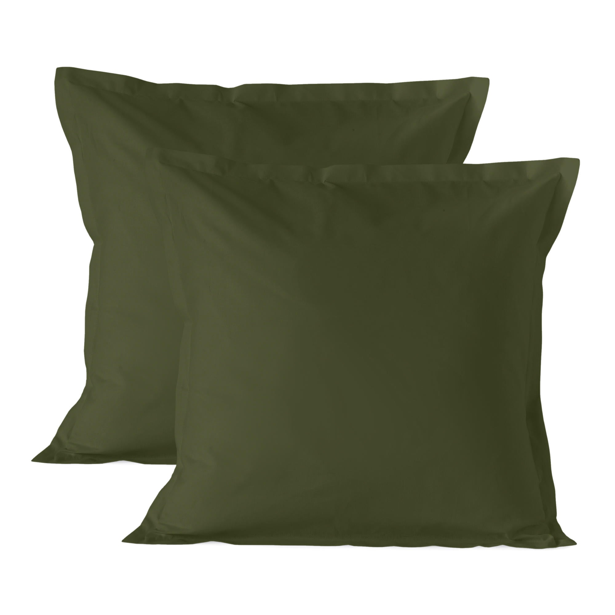 Set of 2 Basic Pillowcases - Olive Green WHITE PILLOWCASES