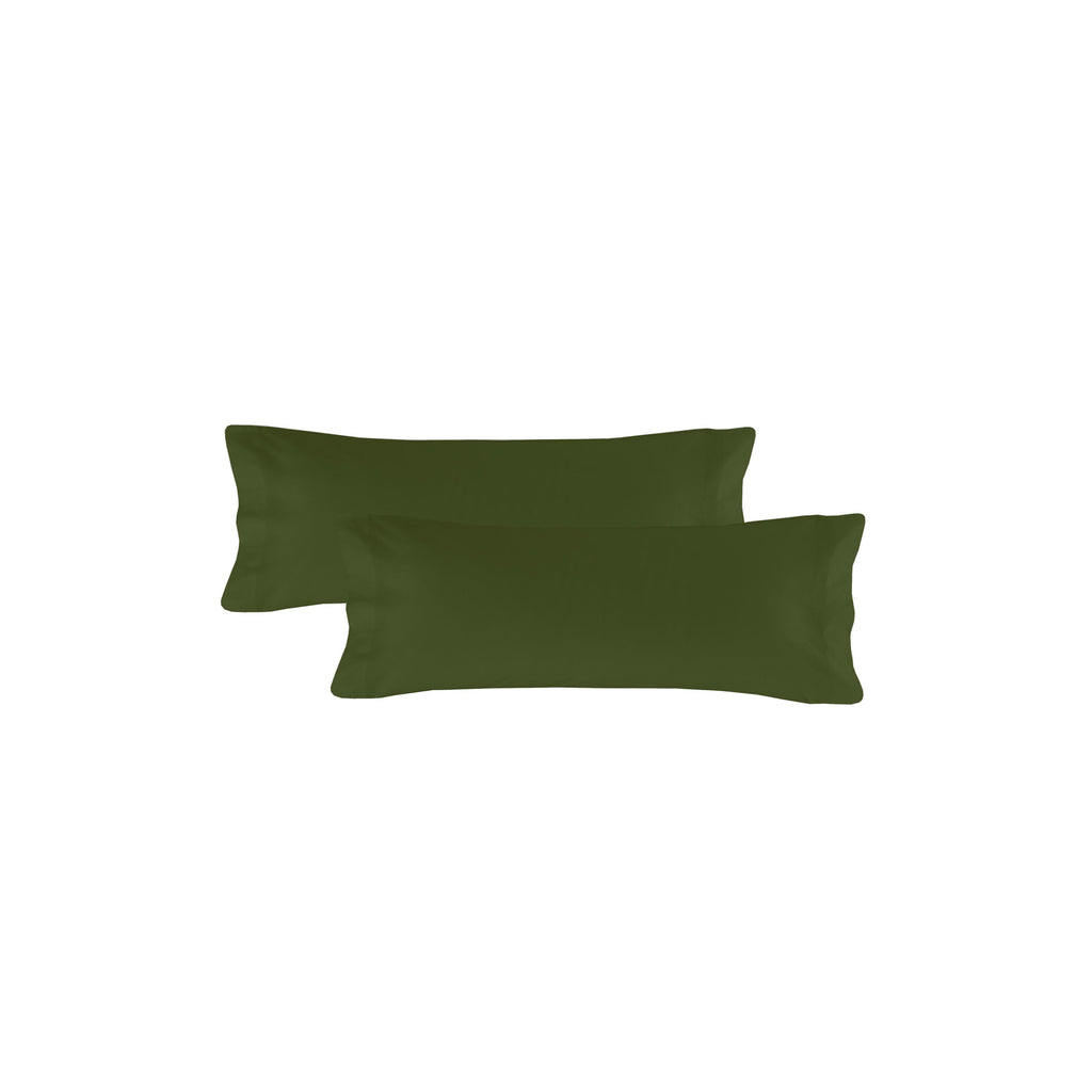 Set of 2 Basic Pillowcases - Olive Green WHITE PILLOWCASES