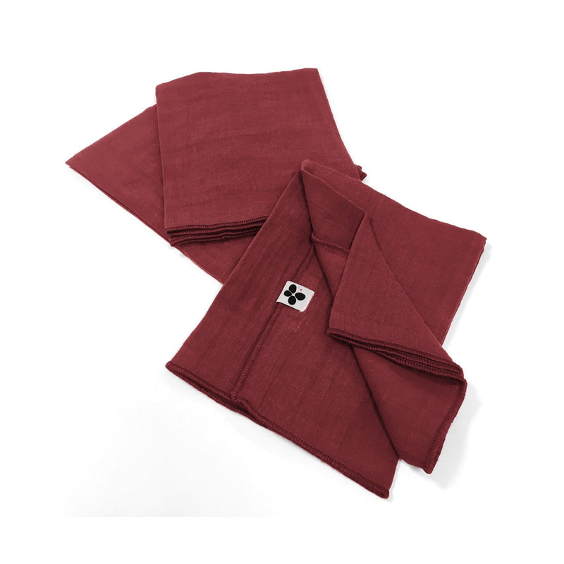 Lot De 3 Serviettes Gaze De Coton Gaïa Lie De Vin - L'Effet Papillon - The Bradery