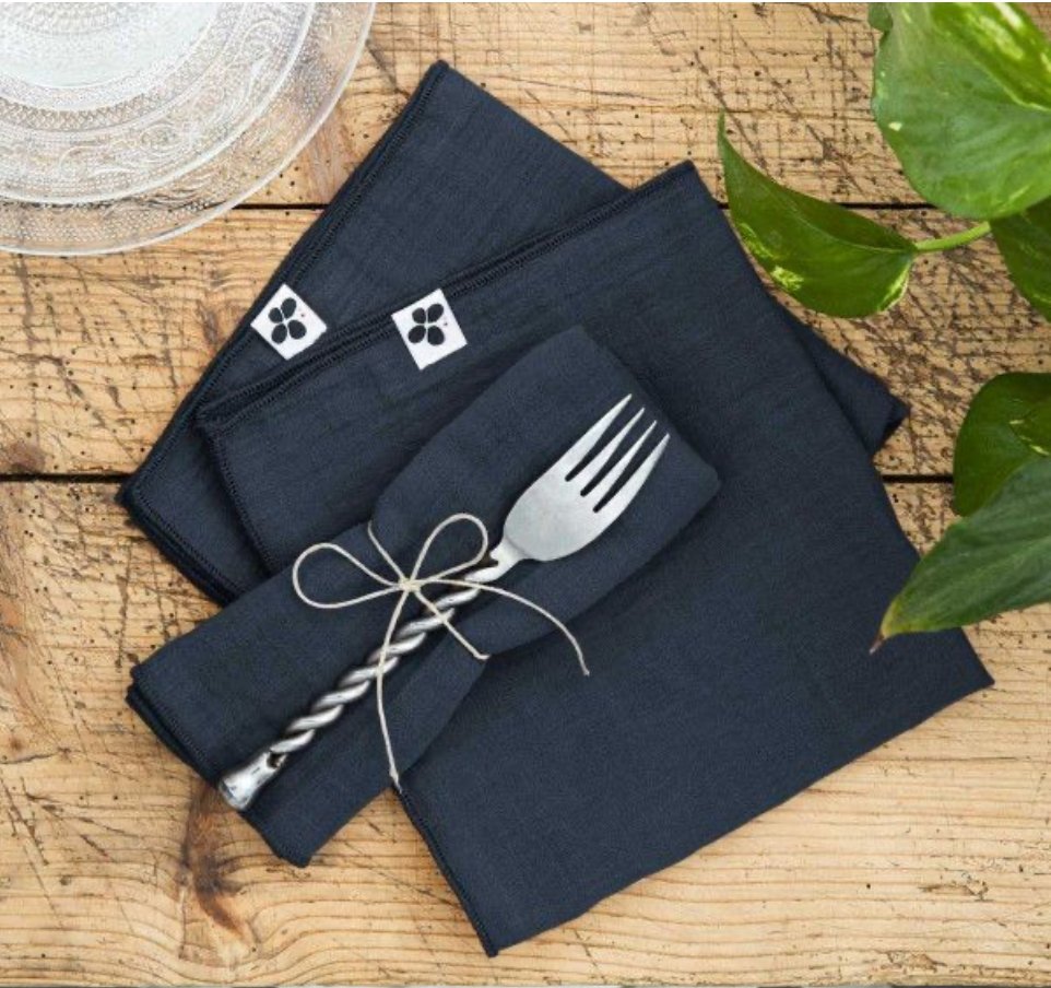 Lot De 3 Serviettes Gaze De Coton Gaïa Minuit - L'Effet Papillon - The Bradery