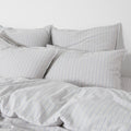 2 Taies D'Oreiller - En Percale De Coton Lavé - Rayures Bleues