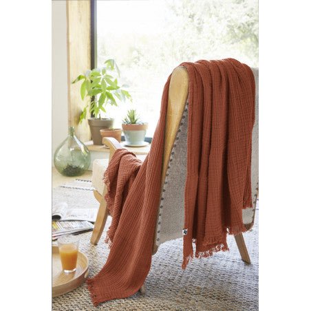 Gaïa Terracotta Fringed Plaid - The Butterfly Effect - The Bradery