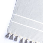 Stockholm Chevron Pompon Throw - Pearl Grey - Febronie - The Bradery