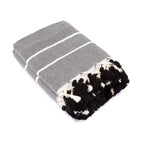 Plaid Chevron Pompon Chevron Stockholm - Noir - Febronie - The Bradery