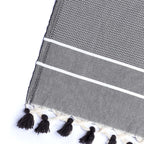 Plaid Chevron Pompon Chevron Stockholm - Noir - Febronie - The Bradery