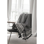 Plaid Chevron Pompon Chevron Stockholm - Noir - Febronie - The Bradery