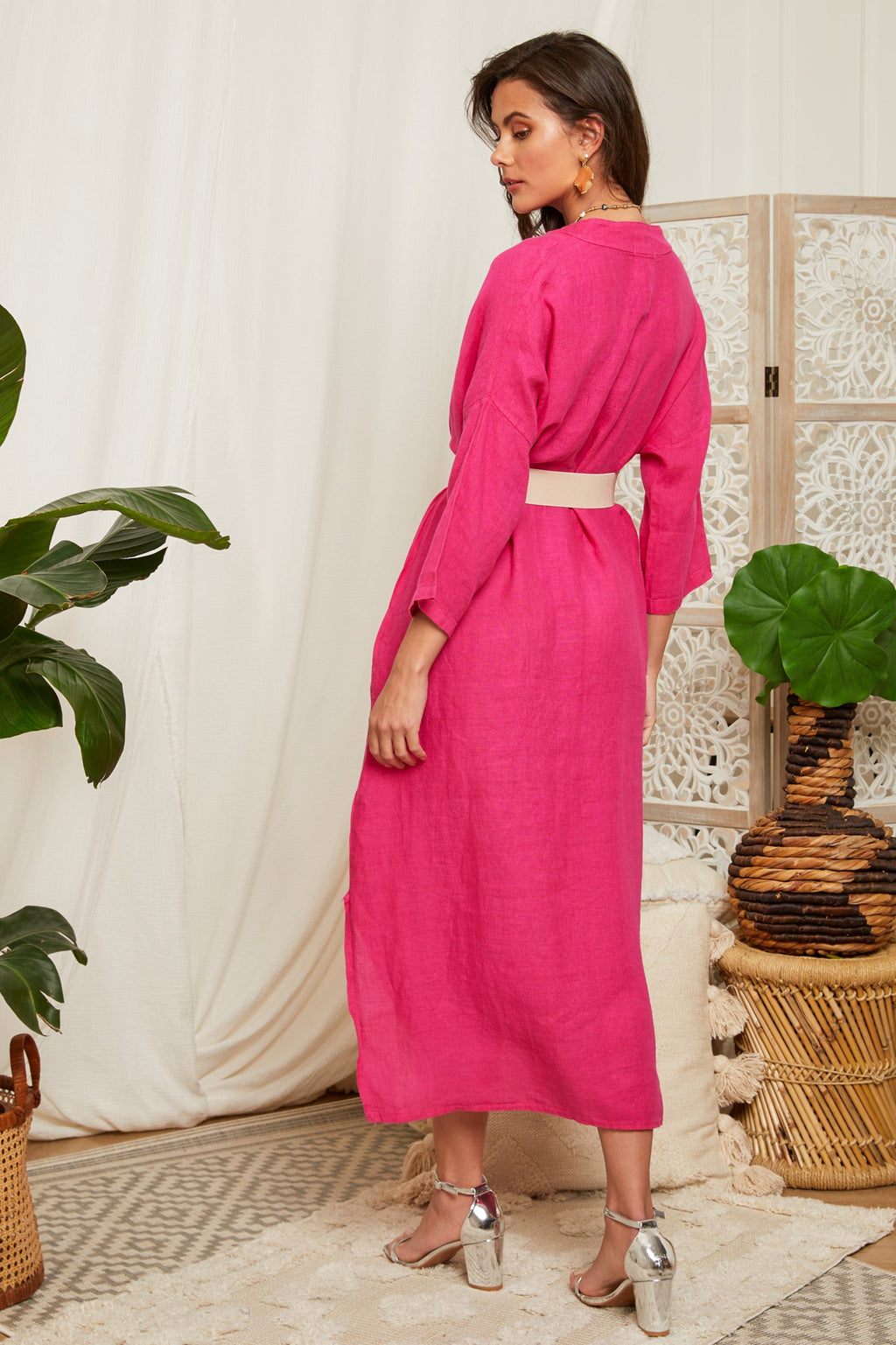 Vestido Fucsia - VESTIDOS y FALDAS Mujer Around Linen