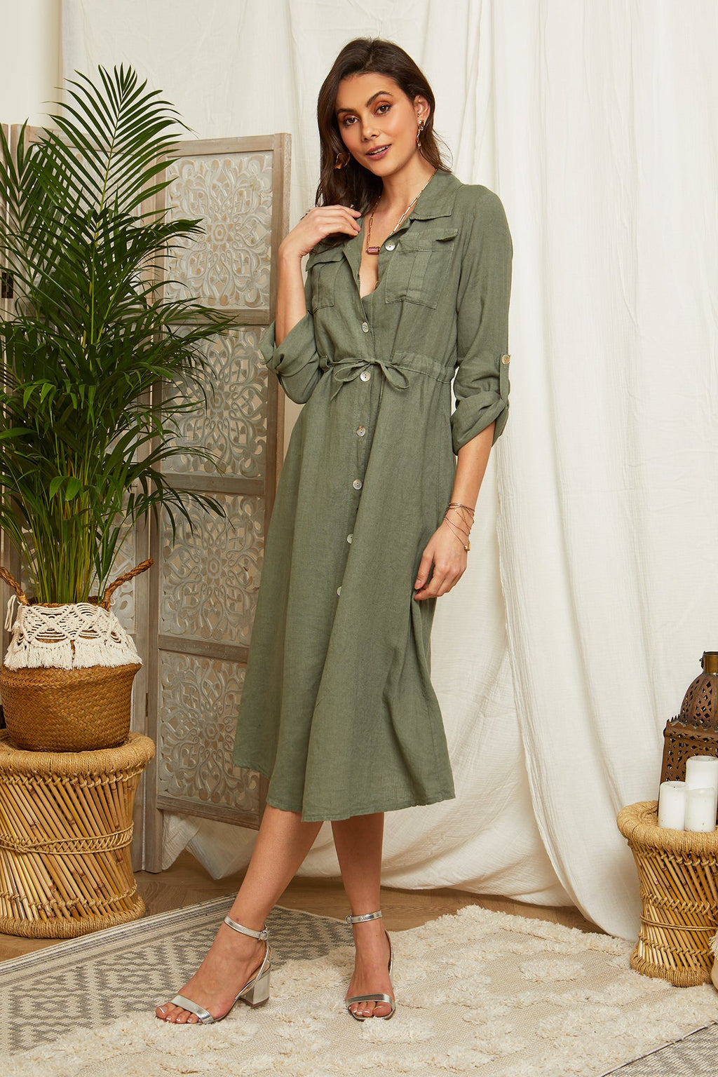 Vestido Caqui - Mujer VESTIDOS y FALDAS Around Linen