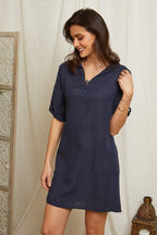 Vestido Marino - VESTIDOS y FALDAS Mujer Around Linen