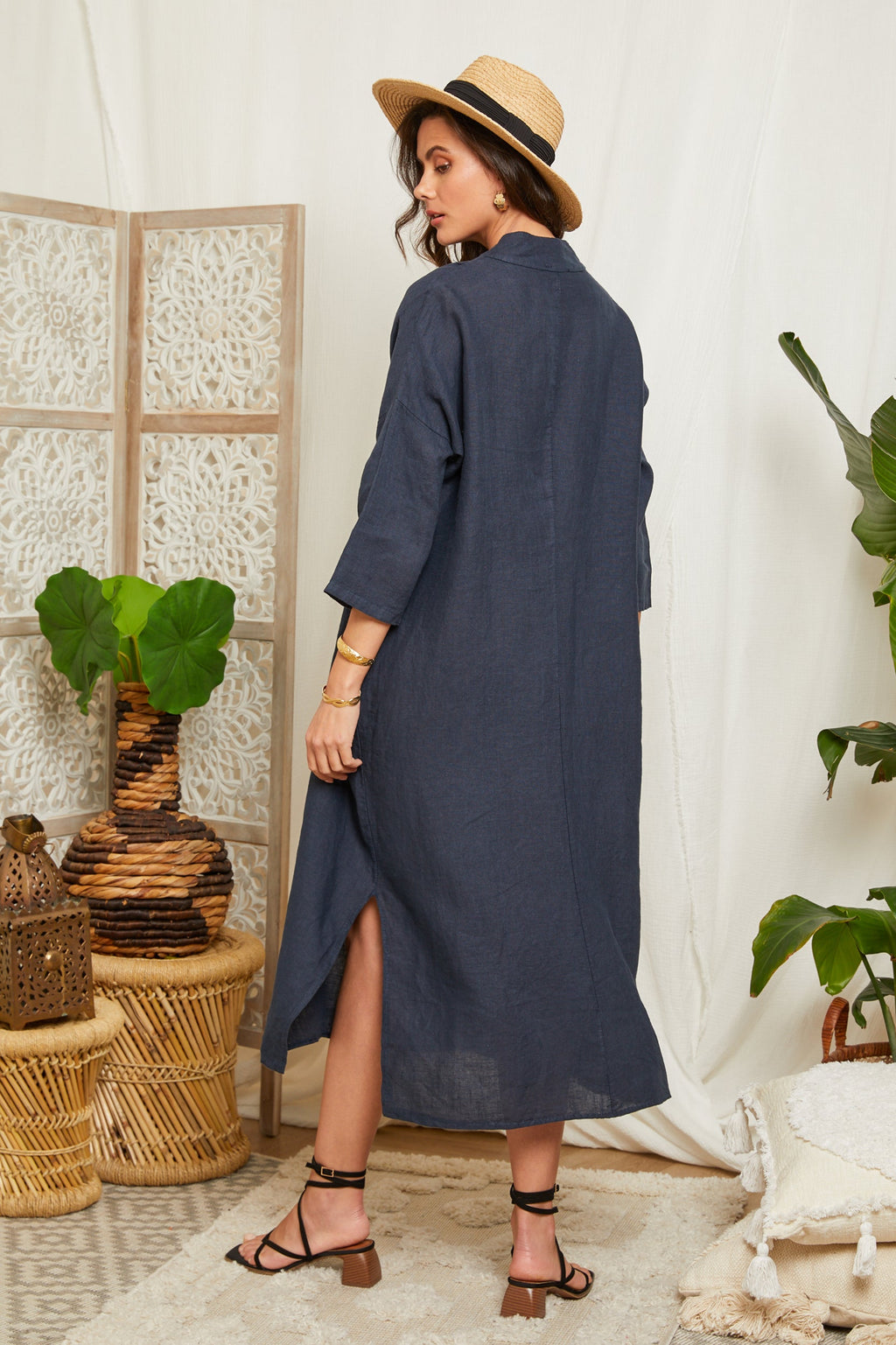 Vestido Marino - VESTIDOS y FALDAS Mujer Around Linen
