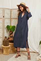 Vestido Marino - VESTIDOS y FALDAS Mujer Around Linen