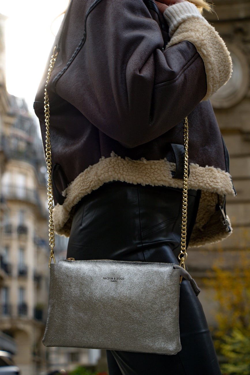 Bolso Bandolera Perla - Plata - Victor & Hugo -La Bradery