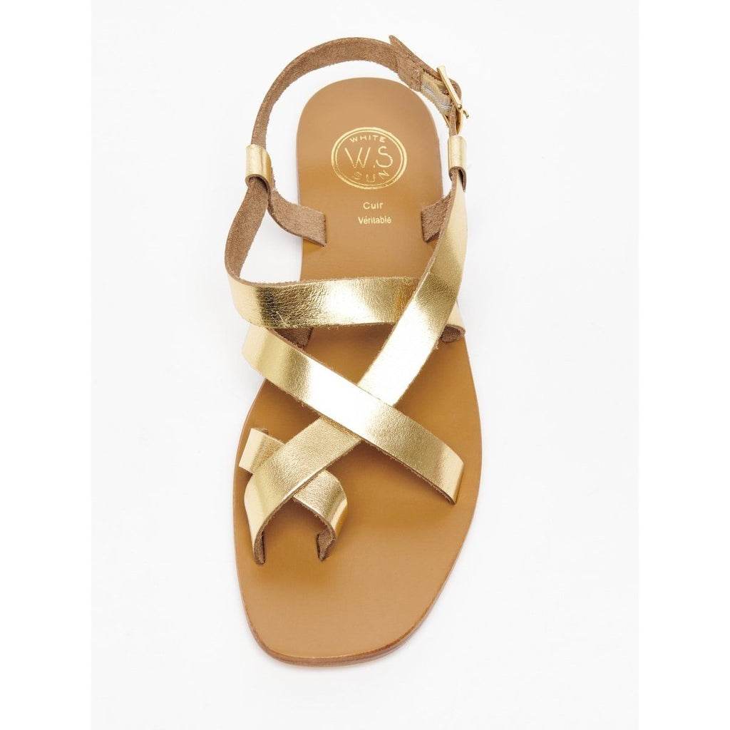 Sadina Toe Sandals - Dark Gold White Sun Toe Sandals
