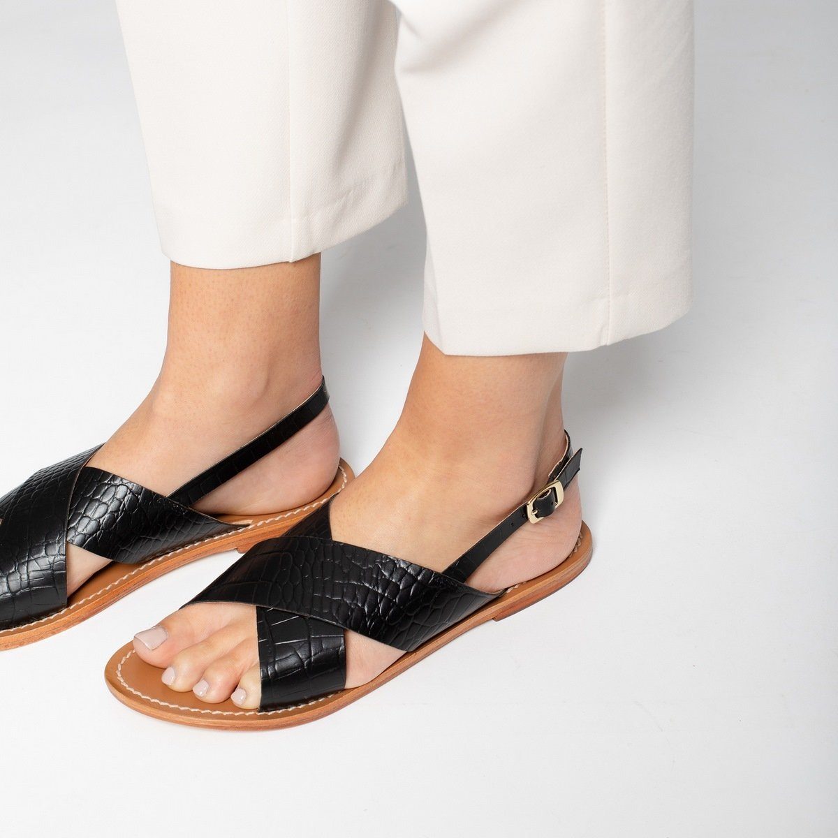 Sandales Essentielles Sibella - Black Croco Sandales Essentielles Les Bagatelles