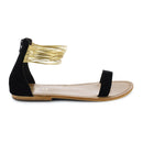 Sandales Plates Atys - Noir / Or - Femme - White Sun - Sandales Plates - White Sun - The Bradery