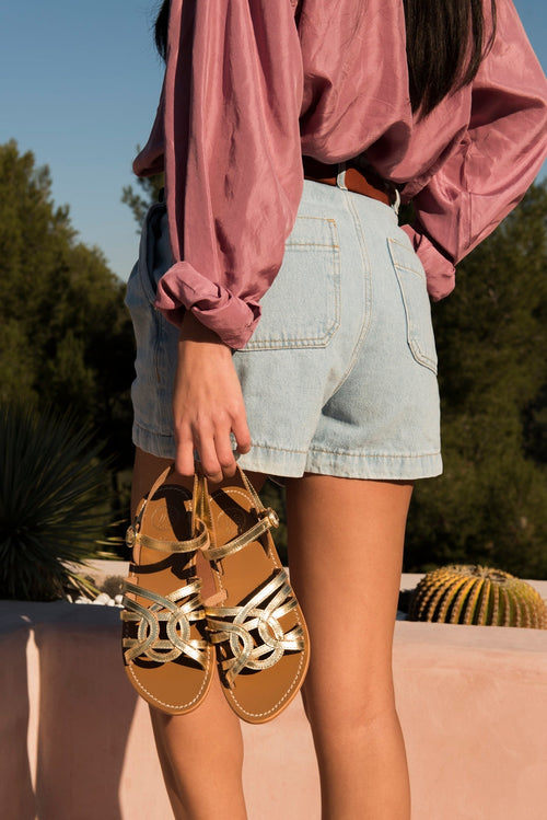 Sandalias de moda Barsha - SANDALIAS de sol blanco dorado oscuro