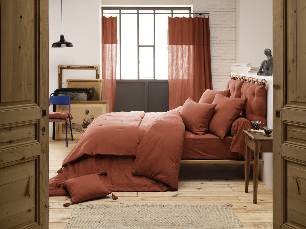 Cotton Gauze Bolster Case 85 X 185 Cm Gaia Terracotta - The Butterfly Effect - The Bradery